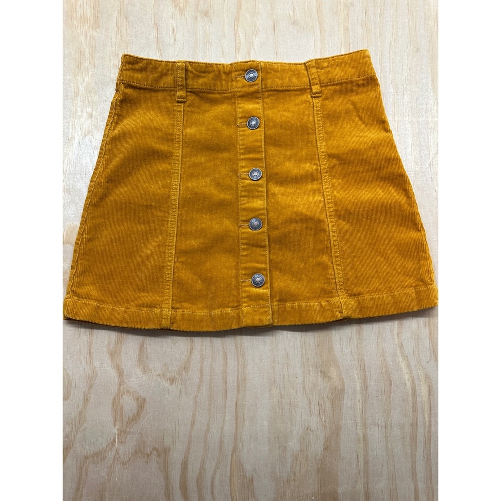 Forever 21 Womens Mustard Yellow Corduroy Button Front Mini Skirt Size L